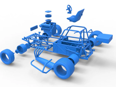 Vintage Dirt Modified stock car Base Version 3 Scale 1 to 25 3D Print Model