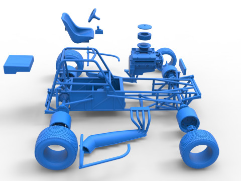 Base de stock car modificada para sujeira vintage versão 3 escala 1 a 25 Modelo de Impressão 3D