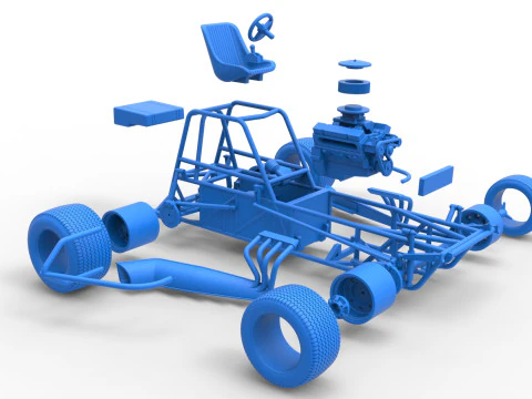 Vintage Dirt Modified stock car Base Version 3 Scale 1 to 25 3D Print Model