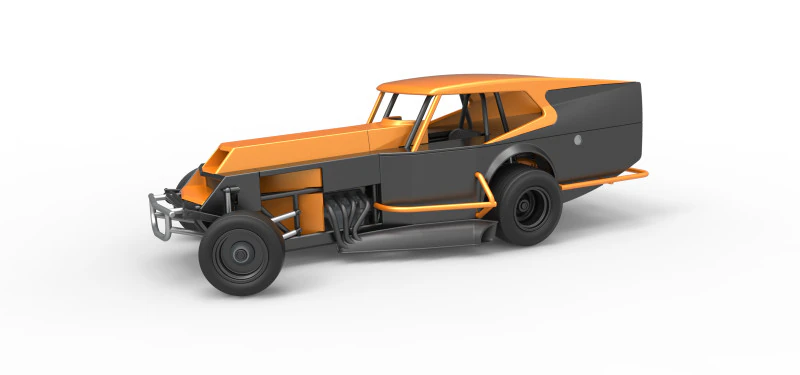 Vintage Dirt Modified stock car Version 5 while turning Scale 1 to 25 3D Print Model .c4d .max .obj .3ds .fbx .stl .blend