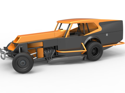 Vintage Dirt Modified stock car Versión 5 mientras gira Escala 1 a 25 Modelo de impresión 3D