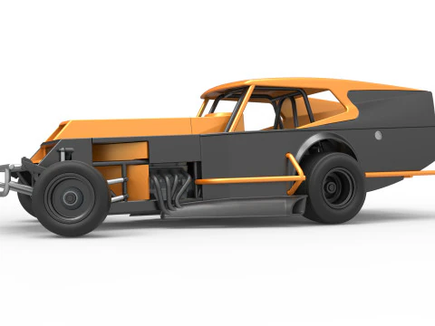 Vintage Dirt Modified stock car Version 5 while turning Scale 1 to 25 3D Print Model