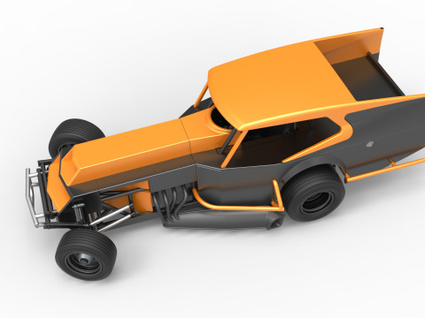 विंटेज डर्ट संशोधित स्टॉक कार संस्करण 5, स्केल 1 से 25 में बदलते समय 3D प्रिंट मॉडल