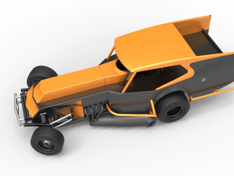 Vintage Dirt Modified stock car Version 5 while turning Scale 1 to 25 3D Print Model