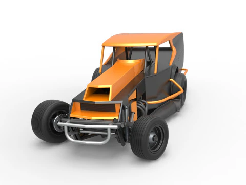 Vintage Dirt Modified stock car Version 5 while turning Scale 1 to 25 3D Print Model
