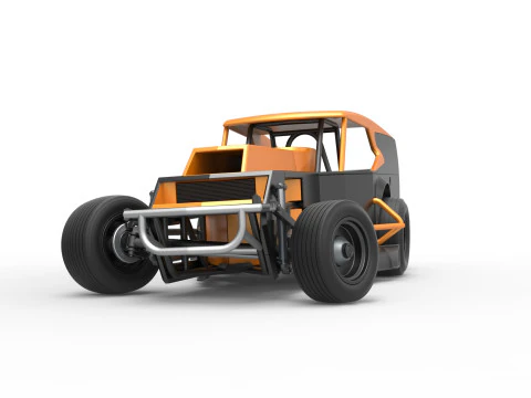 Vintage Dirt Modified stock car Version 5 while turning Scale 1 to 25 3D Print Model