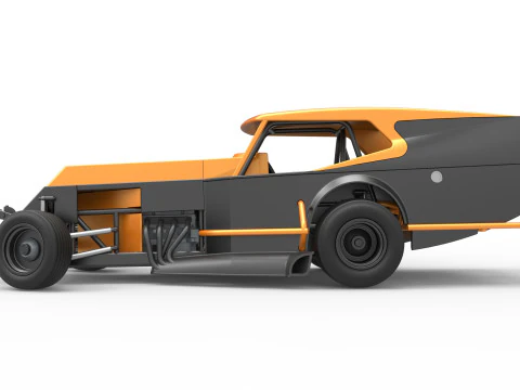Vintage Dirt Modified stock car Version 5 while turning Scale 1 to 25 3D Print Model