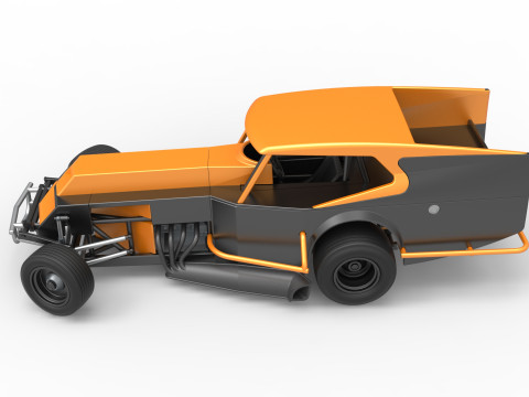 विंटेज डर्ट संशोधित स्टॉक कार संस्करण 5, स्केल 1 से 25 में बदलते समय 3D प्रिंट मॉडल