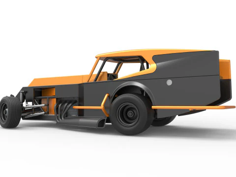 Vintage Dirt Modified stock car Version 5 while turning Scale 1 to 25 3D Print Model