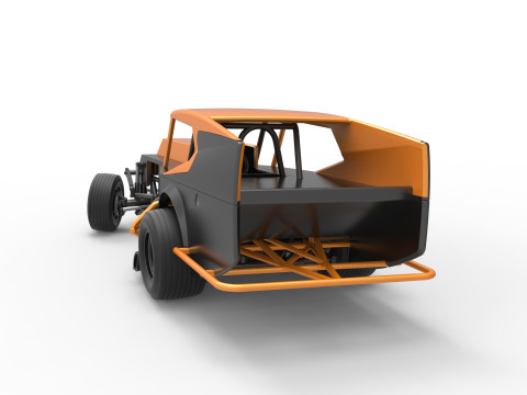 विंटेज डर्ट संशोधित स्टॉक कार संस्करण 5, स्केल 1 से 25 में बदलते समय 3D प्रिंट मॉडल