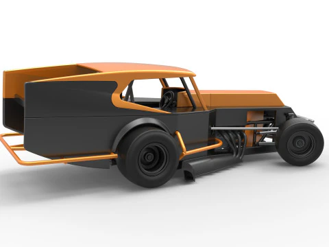 Vintage Dirt Modified stock car Version 5 while turning Scale 1 to 25 3D Print Model