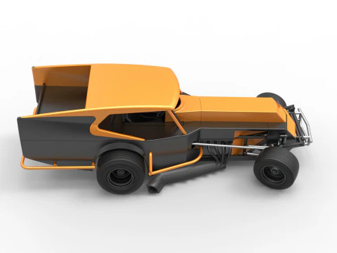 Vintage Dirt Modified stock car Version 5 while turning Scale 1 to 25 3D Print Model