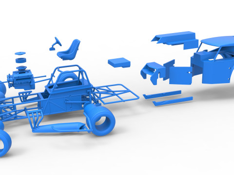 विंटेज डर्ट संशोधित स्टॉक कार संस्करण 5, स्केल 1 से 25 में बदलते समय 3D प्रिंट मॉडल