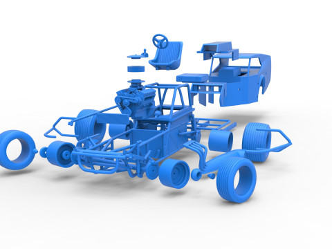 विंटेज डर्ट संशोधित स्टॉक कार संस्करण 5, स्केल 1 से 25 में बदलते समय 3D प्रिंट मॉडल