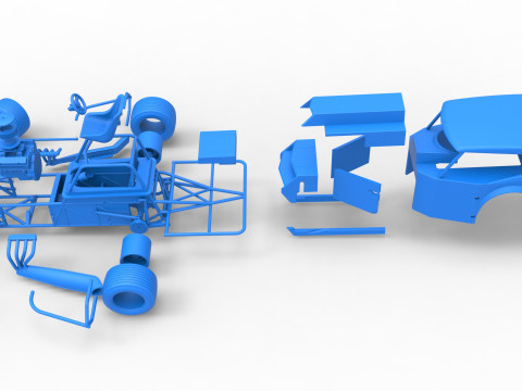 विंटेज डर्ट संशोधित स्टॉक कार संस्करण 5, स्केल 1 से 25 में बदलते समय 3D प्रिंट मॉडल