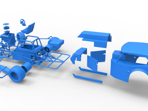 विंटेज डर्ट संशोधित स्टॉक कार संस्करण 5, स्केल 1 से 25 में बदलते समय 3D प्रिंट मॉडल