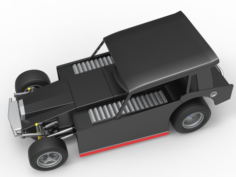 Vintage Dirt Modified stock car Version 6 Échelle 1 à 25 Modèles 3D en vedette