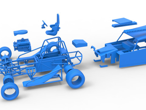 Vintage Dirt Modified stock car Version 6 Échelle 1 à 25 Modèles 3D en vedette