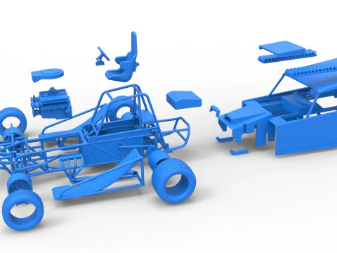 Vintage Dirt Modified stock car Version 6 Scale 1 to 25 3D Print Model