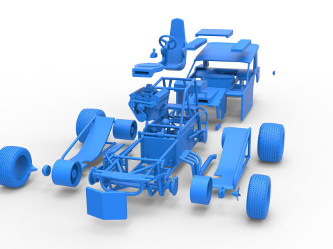 Vintage Dirt Modified stock car Version 6 Échelle 1 à 25 Modèles 3D en vedette