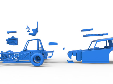 Vintage Dirt Modified stock car Version 6 Échelle 1 à 25 Modèles 3D en vedette