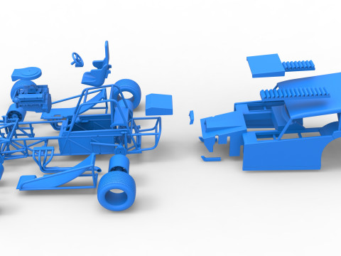 Vintage Dirt Modified stock car Version 6 Échelle 1 à 25 Modèles 3D en vedette