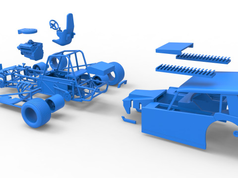 Vintage Dirt Modified stock car Version 6 Échelle 1 à 25 Modèles 3D en vedette