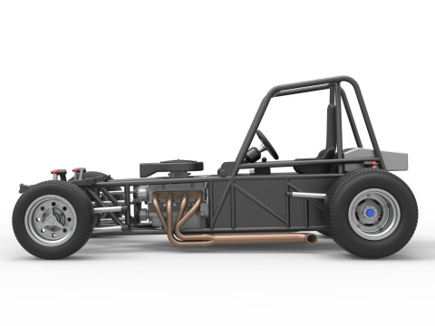 Vintage Dirt Modified stock car Base Versión 4 Escala 1 a 25 Modelo de impresión 3D