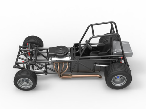 Vintage Dirt Modified stock car Base Versión 4 Escala 1 a 25 Modelo de impresión 3D