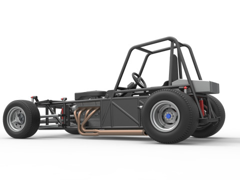 Vintage Dirt Modified stock car Base Versión 4 Escala 1 a 25 Modelo de impresión 3D