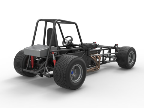 Vintage Dirt Modified stock car Base Versión 4 Escala 1 a 25 Modelo de impresión 3D