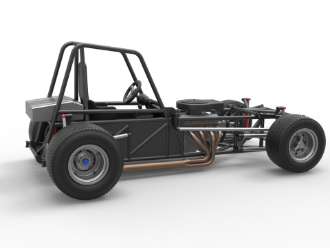 Vintage Dirt Modified stock car Base Versión 4 Escala 1 a 25 Modelo de impresión 3D