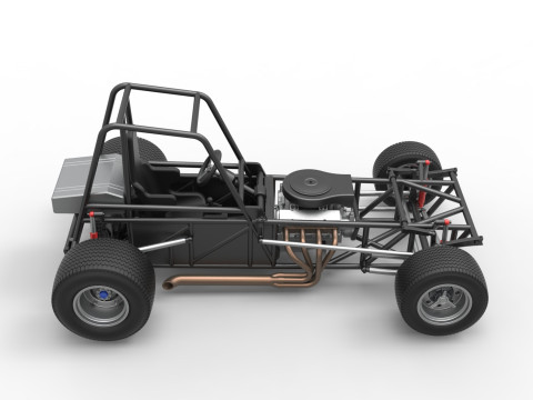 Vintage Dirt Modified stock car Base Versión 4 Escala 1 a 25 Modelo de impresión 3D