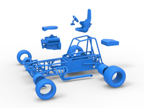 Vintage Dirt Modified stock car Base Versión 4 Escala 1 a 25 Modelo de impresión 3D