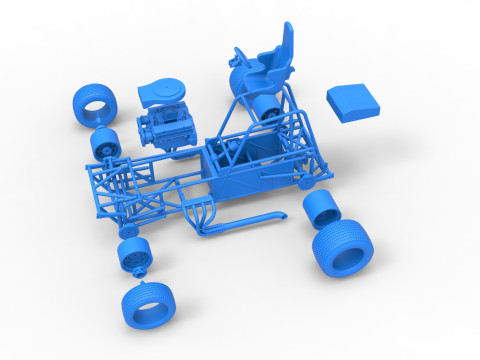 Vintage Dirt Modified stock car Base Versión 4 Escala 1 a 25 Modelo de impresión 3D