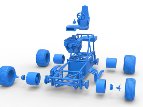 Vintage Dirt Modified stock car Base Versión 4 Escala 1 a 25 Modelo de impresión 3D