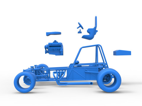 Vintage Dirt Modified stock car Base Versión 4 Escala 1 a 25 Modelo de impresión 3D