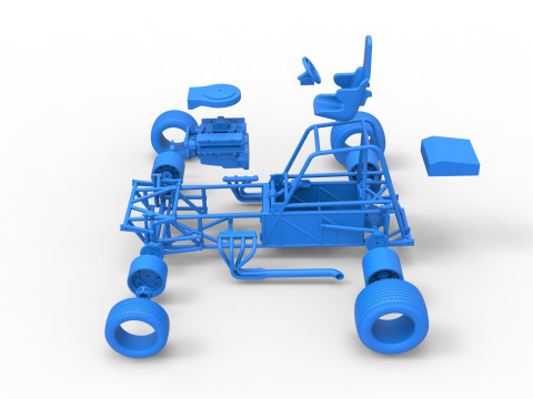 Vintage Dirt Modified stock car Base Versión 4 Escala 1 a 25 Modelo de impresión 3D