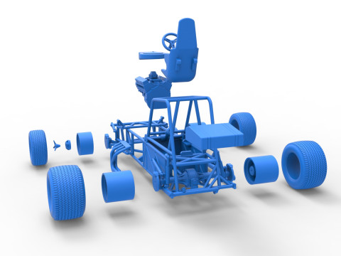 Vintage Dirt Modified stock car Base Versión 4 Escala 1 a 25 Modelo de impresión 3D