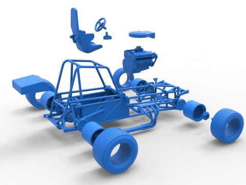 Vintage Dirt Modified stock car Base Versión 4 Escala 1 a 25 Modelo de impresión 3D