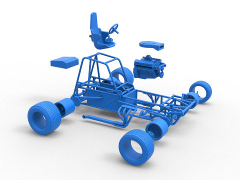 Vintage Dirt Modified stock car Base Versión 4 Escala 1 a 25 Modelo de impresión 3D