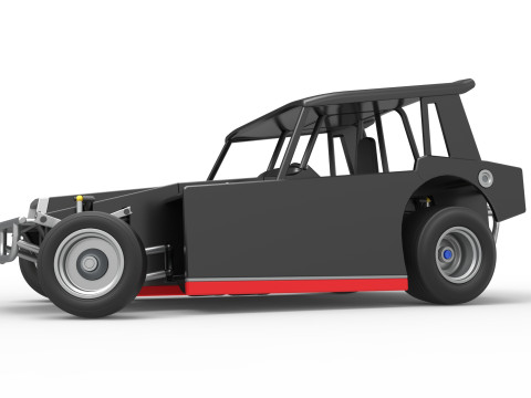 Vintage Dirt Modified stock car Version 6 while turning Scale 1 to 25 3D Print Model
