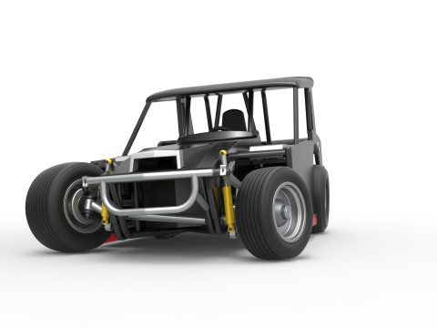 Vintage Dirt Modified stock car Version 6 while turning Scale 1 to 25 3D Print Model