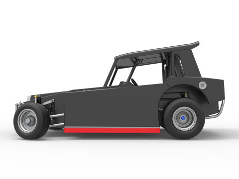 Vintage Dirt Modified stock car Version 6 while turning Scale 1 to 25 3D Print Model