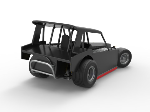 Vintage Dirt Modified stock car Version 6 while turning Scale 1 to 25 3D Print Model