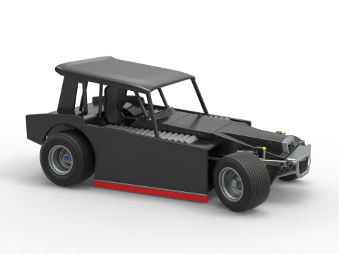 Vintage Dirt Modified stock car Version 6 while turning Scale 1 to 25 3D Print Model