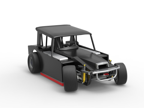 Vintage Dirt Modified stock car Version 6 while turning Scale 1 to 25 3D Print Model
