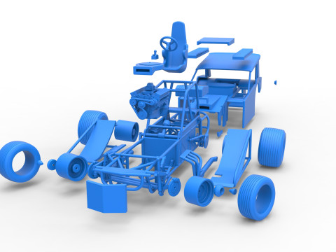 Vintage Dirt Modified stock car Version 6 while turning Scale 1 to 25 3D Print Model