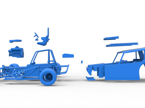 Vintage Dirt Modified stock car Version 6 while turning Scale 1 to 25 3D Print Model