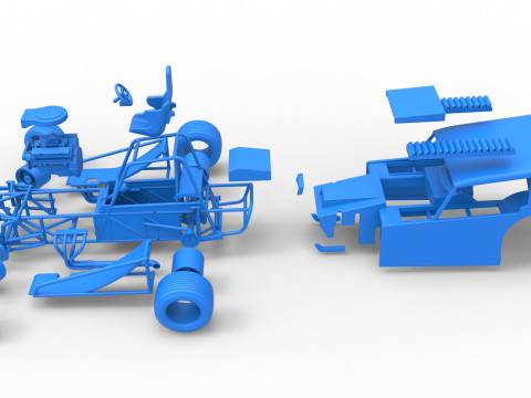 Vintage Dirt Modified stock car Version 6 while turning Scale 1 to 25 3D Print Model